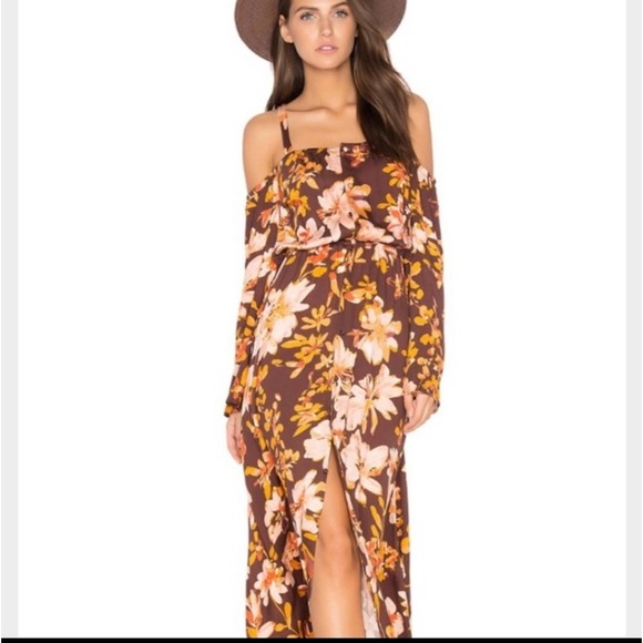 Some days lovin' floral cold shoulder maxi cut out size xs boho gypsy dress - Picture 2 of 13